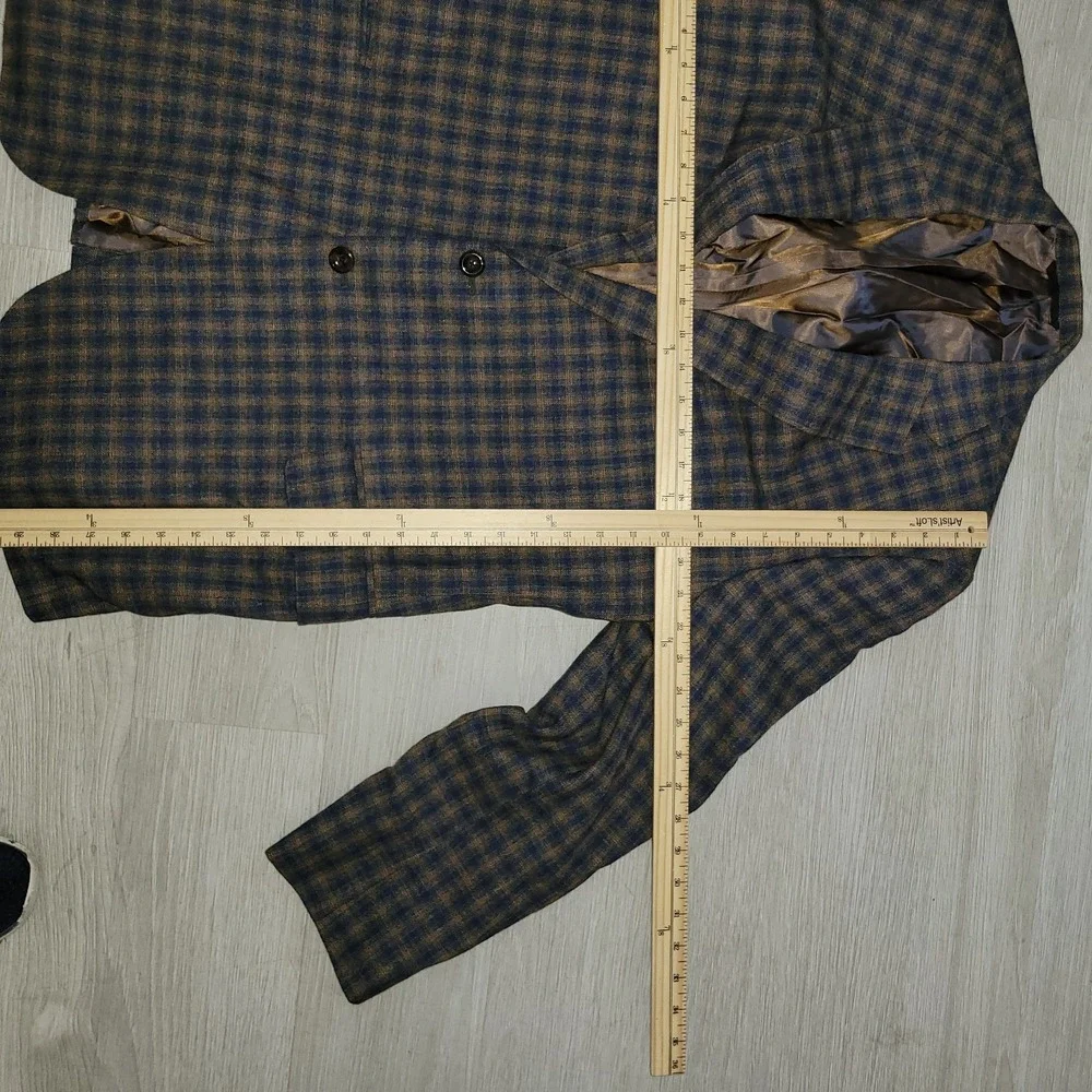 Holland & Sherry Plaid Blue Wool Blazer Balani Suit‎ Jacket 42 Office Career